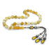 Tasseled Yellow-White Moire Drop Amber Rosary