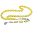 925 Sterling Silver King Chain Tasseled Capsule Cut White-Yellow Moire Hennaed Natural Drop Amber Rosary