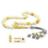 Silver King Seccer White-Yellow Drop Amber Rosary