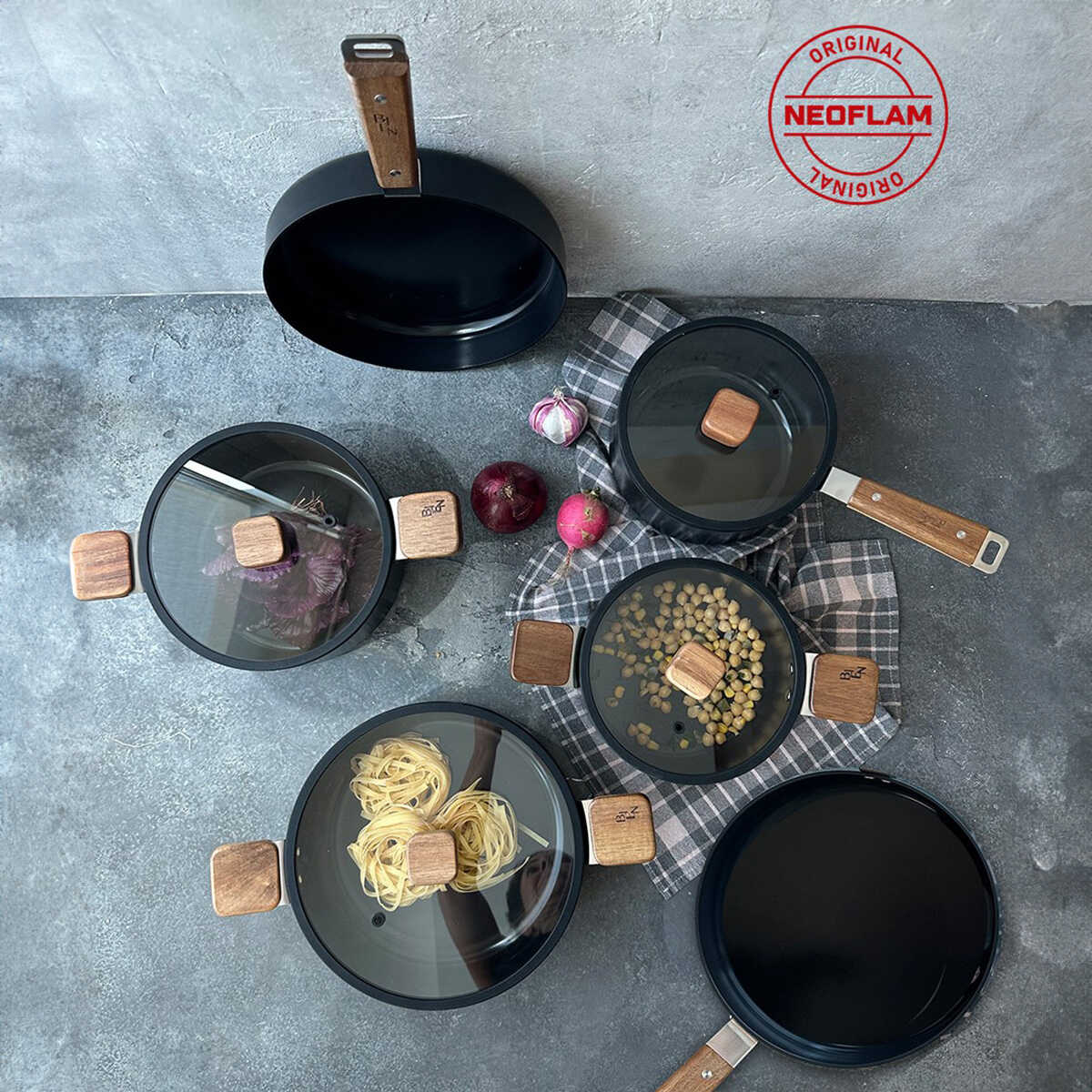 10 Piece Acacia Cookware Set - EFENDINA PAZAR - NEOFLAM - 8806179675818