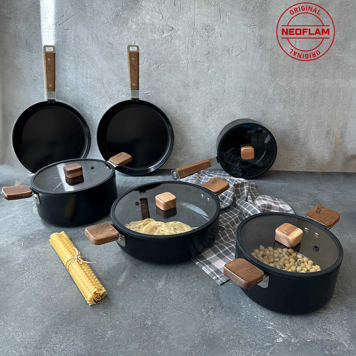 10 Piece Acacia Cookware Set - EFENDINA PAZAR - NEOFLAM - 8806179675818