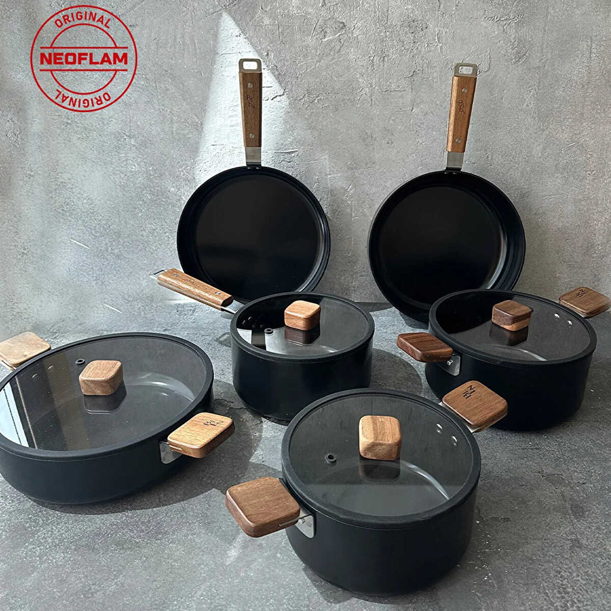 10 Piece Acacia Cookware Set - EFENDINA PAZAR - NEOFLAM - 8806179675818