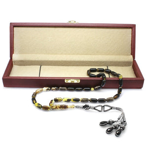 1000 Carat Kazaz Tassel Necklace Cut Filter Yellow - Black Dense Moire Kaliningrad Natural Drop Amber Prayer Beads - EFENDINA PAZAR - Tesbihane - 101003912