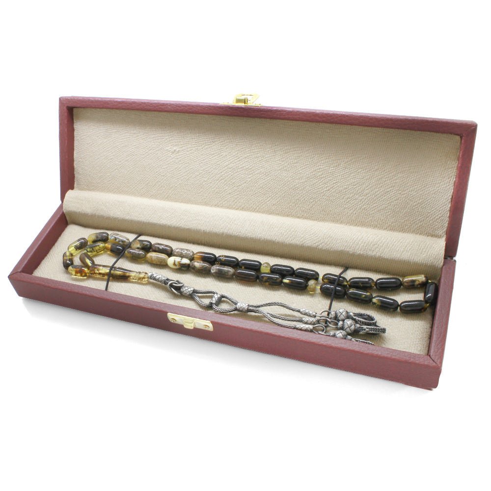 1000 Carat Kazaz Tassel Necklace Cut Filter Yellow - Black Dense Moire Kaliningrad Natural Drop Amber Prayer Beads - EFENDINA PAZAR - Tesbihane - 101003912