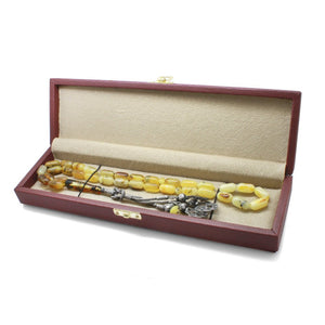 1000 Carat Kazaz Tassel Necklace Cut Yellow - White Color Dense Moire Kaliningrad Natural Drop Amber Rosary - EFENDINA PAZAR - Tesbihane - 101003920