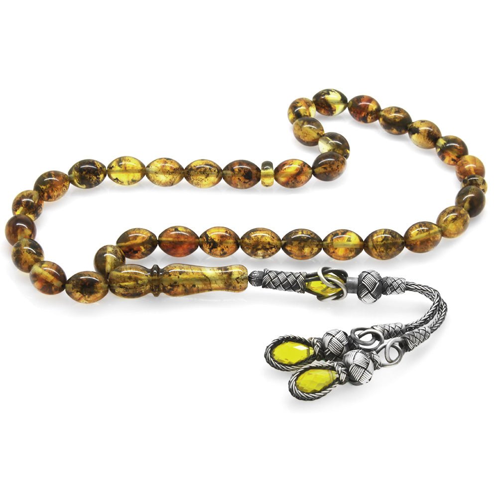 1000 Carat Kazaz Tasseled Barley Cut Plant Fossil Yellow Drop Amber Rosary - EFENDINA PAZAR - Tesbihane - 101003895
