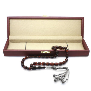 1000 Carat Kazaz Tassels Capsule Cut Dark Red Color Natural Drop Amber Rosary - EFENDINA PAZAR - Tesbihane - 101003909