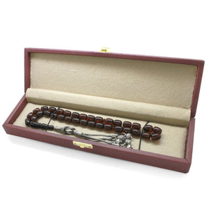 1000 Carat Kazaz Tassels Capsule Cut Dark Red Color Natural Drop Amber Rosary - EFENDINA PAZAR - Tesbihane - 101003909