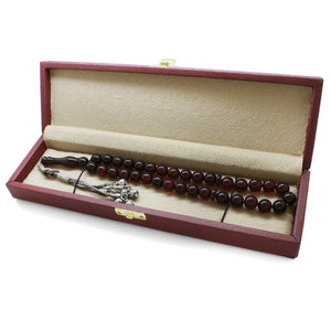 1000 Carat Kazaz Tassels Sphere Cut Maxi Size Dark Red Color Natural Drop Amber Prayer Beads - EFENDINA PAZAR - Tesbihane - 101003902