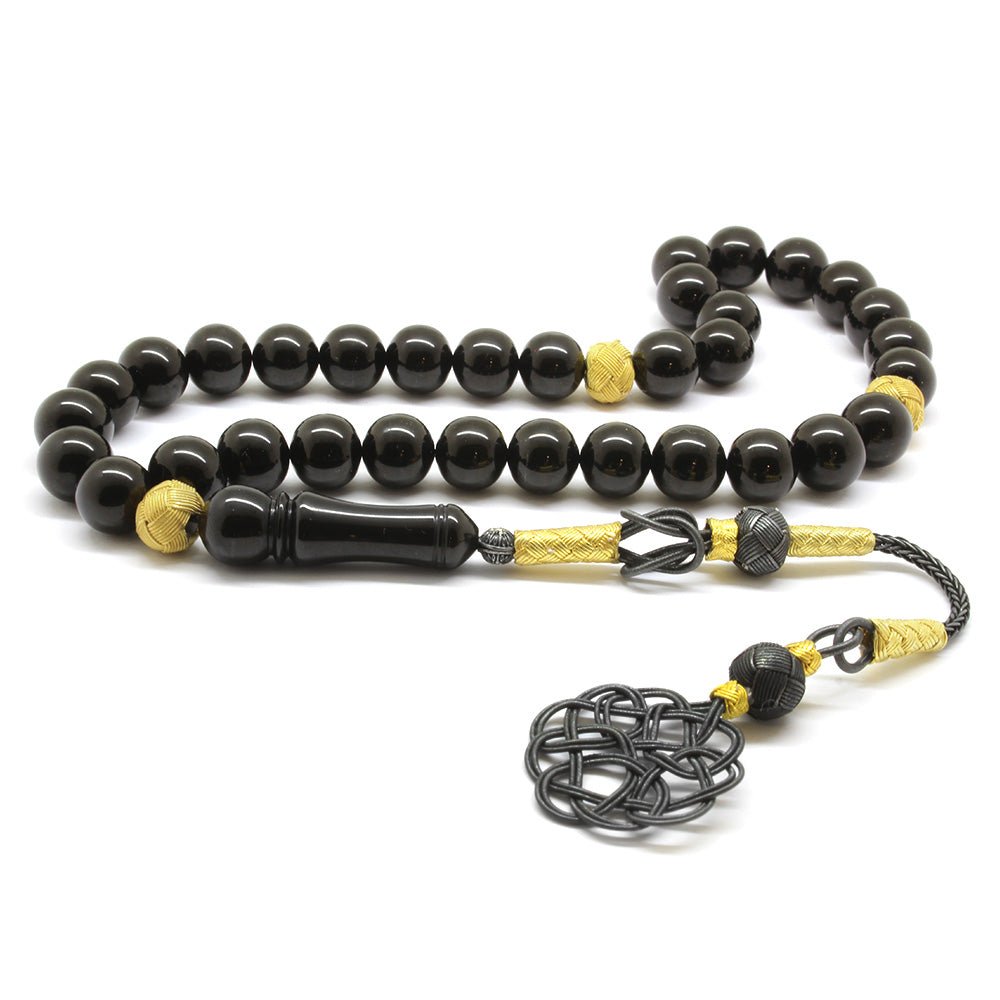 1000 Carat Silver Kazaz Tasseled Erzurum Oltu Stone Rosary - EFENDINA PAZAR - Tesbihane - 101001727