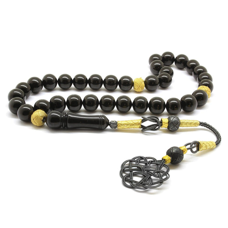 1000 Carat Silver Kazaz Tasseled Erzurum Oltu Stone Rosary - EFENDINA PAZAR - Tesbihane - 101001727