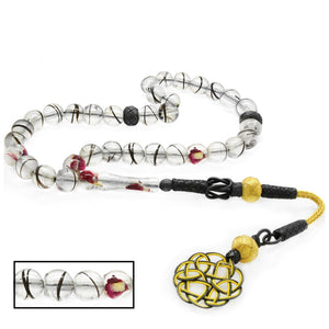 1000 Carat Silver Kazaz Tasseled Sphere Cut Tasbih Contains Personalized Hair Strand - EFENDINA PAZAR - Tesbihane - 101004614