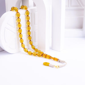 1000 Carat Silver Plain Cut Fire Amber Rosary with Kazaz Tassels - EFENDINA PAZAR - Ve Tesbih - vealisveris - Z3181