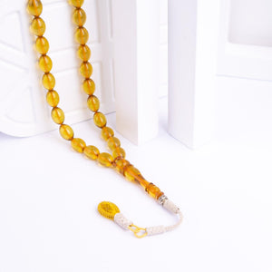 1000 Carat Silver Plain Cut Fire Amber Rosary with Kazaz Tassels - EFENDINA PAZAR - Ve Tesbih - vealisveris - Z3181