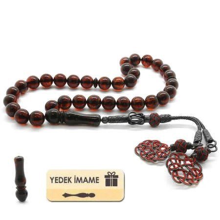 1000 Carat Tasseled Dark Red Drop Amber Rosary - EFENDINA PAZAR - Tesbihane - 101001200