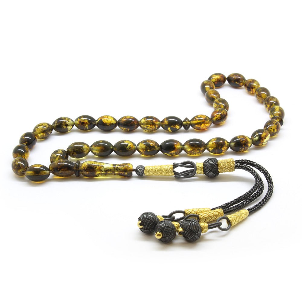 1000 Carat Tasseled Dense Fossil Yellow Drop Amber Rosary - EFENDINA PAZAR - Tesbihane - 101001698