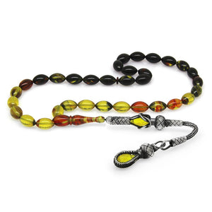 1000 Sterling Silver Bala - Black Amber Rosary - EFENDINA PAZAR - Tesbihane - 101003204