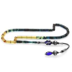 1000 Sterling Silver Blue - White Fire Amber Rosary - EFENDINA PAZAR - Tesbihane - 101003259