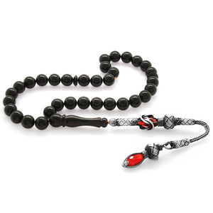 1000 Sterling Silver Dark Red Drop Amber Rosary - EFENDINA PAZAR - Tesbihane - 101003340