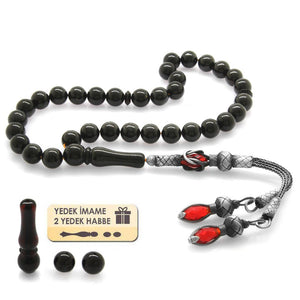1000 Sterling Silver Dark Red Drop Amber Rosary - EFENDINA PAZAR - Tesbihane - 101003342