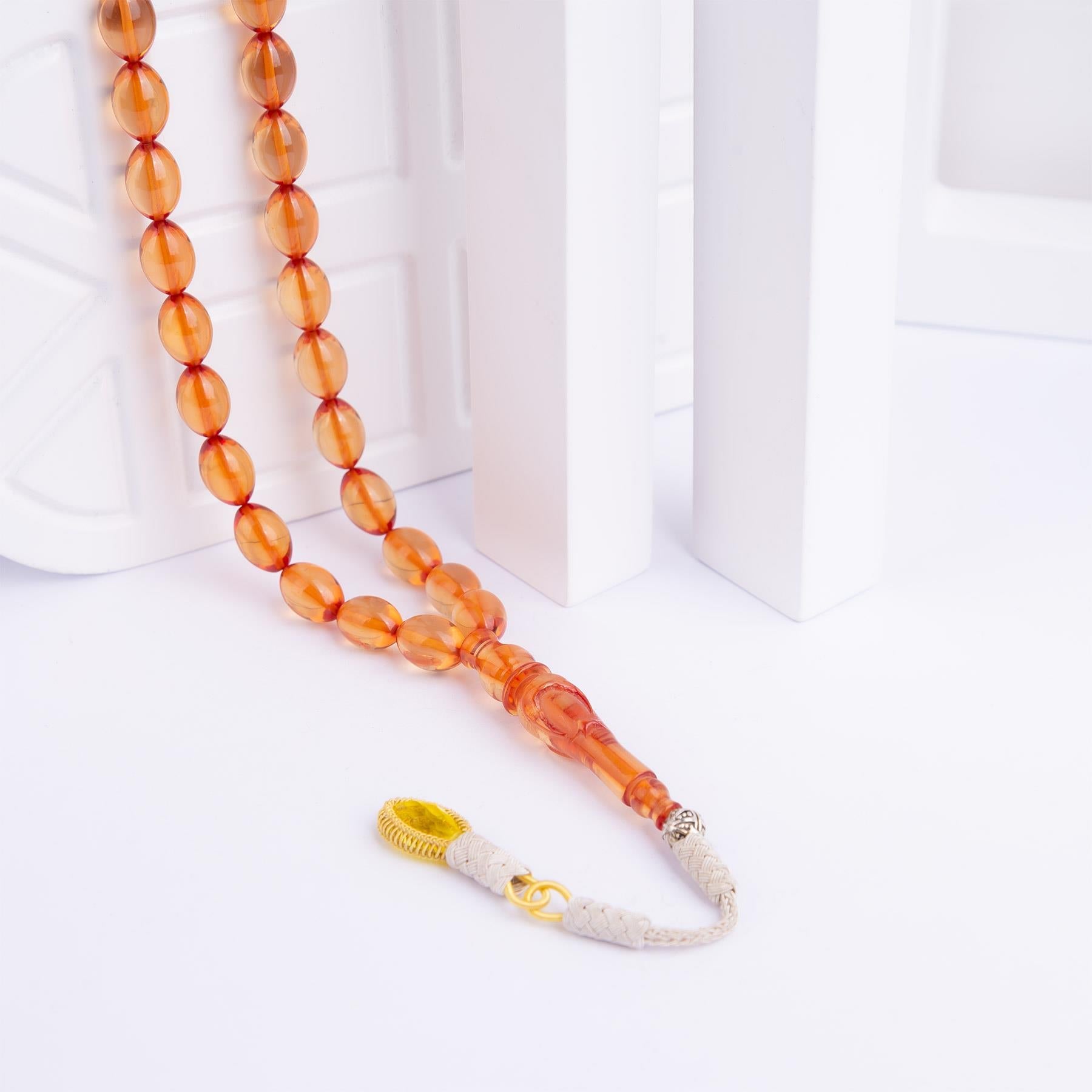 1000 Sterling Silver Fire Amber Rosary with Kazaz Tassels - EFENDINA PAZAR - Ve Tesbih - vealisveris - Z3176