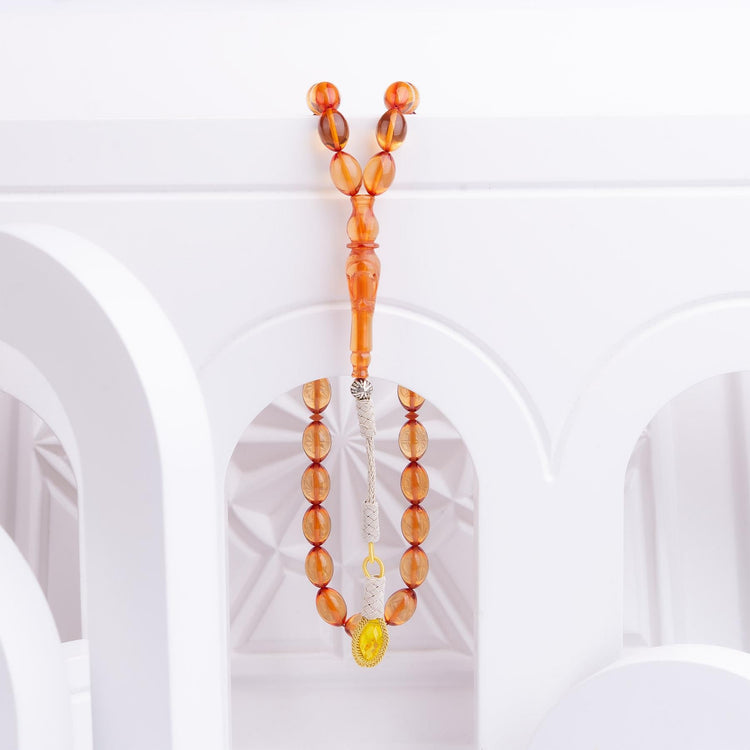 1000 Sterling Silver Fire Amber Rosary with Kazaz Tassels - EFENDINA PAZAR - Ve Tesbih - vealisveris - Z3176