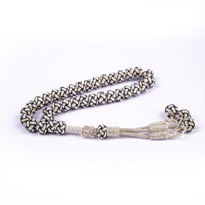1000 Sterling Silver Kazaz Knitted Black and White Fan Prayer beads - EFENDINA PAZAR - Ve Tesbih - vealisveris - Z1425