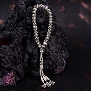 1000 Sterling Silver Kazaz Knitted Black and White Fan Prayer beads - EFENDINA PAZAR - Ve Tesbih - vealisveris - Z1425