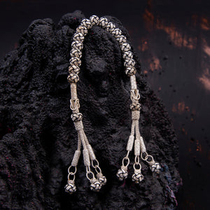 1000 Sterling Silver Kazaz Knitted Black and White Fan Zaza - EFENDINA PAZAR - Ve Tesbih - vealisveris - Z1421