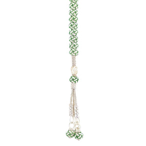 1000 Sterling Silver Kazaz Knitted Green White Fan Zaza Prayer Beads - EFENDINA PAZAR - Ve Tesbih - vealisveris - Z1420