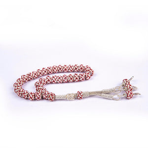 1000 Sterling Silver Kazaz Knitted Red White Fan Prayer Beads - EFENDINA PAZAR - Ve Tesbih - vealisveris - Z1427