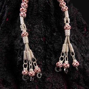 1000 Sterling Silver Kazaz Knitted Red White Fan Zaza Tasbih - EFENDINA PAZAR - Ve Tesbih - vealisveris - Z2549