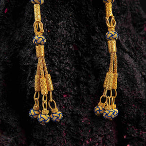 1000 Sterling Silver Kazaz Knitted Yellow Navy Blue Fan Zaza Tasbih - EFENDINA PAZAR - Ve Tesbih - vealisveris - Z2550