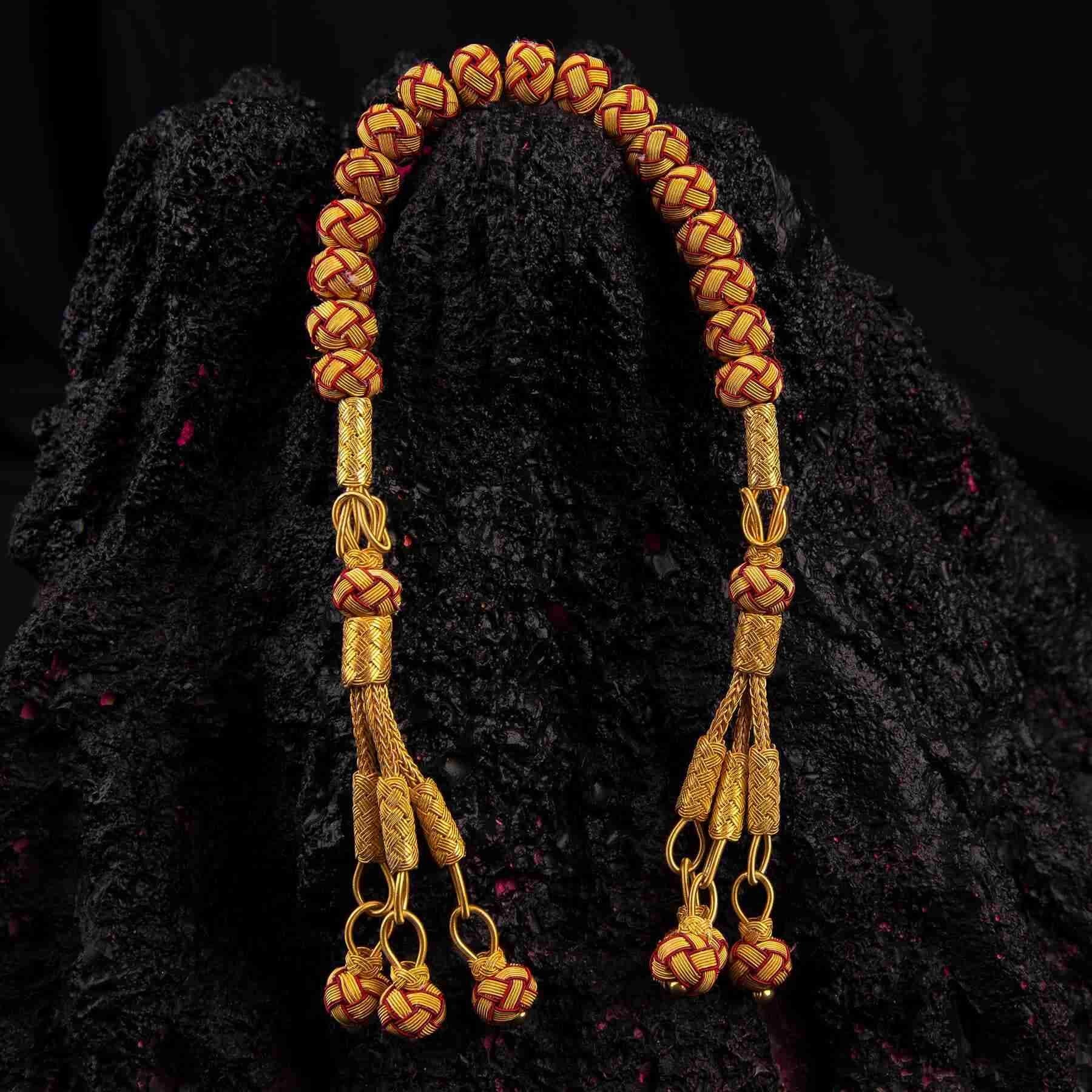 1000 Sterling Silver Kazaz Knitted Yellow Red Fan Zaza - EFENDINA PAZAR - Ve Tesbih - vealisveris - Z2551