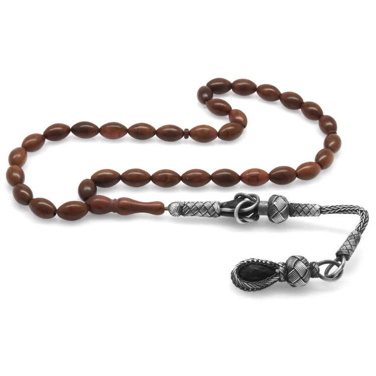 1000 Sterling Silver Kazaz Tassel Dark Color Barley Cut Kuka Prayer Beads - EFENDINA PAZAR - Tesbihane - 101002099