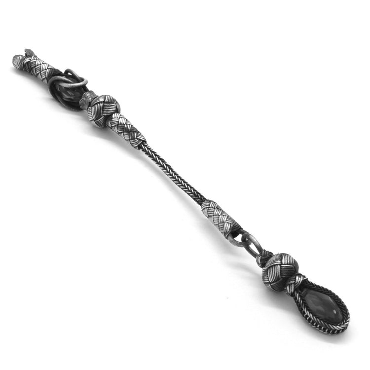 1000 Sterling Silver Kazaz Tassel with Black Zircon Stone - EFENDINA PAZAR - Tesbihane - 117000183