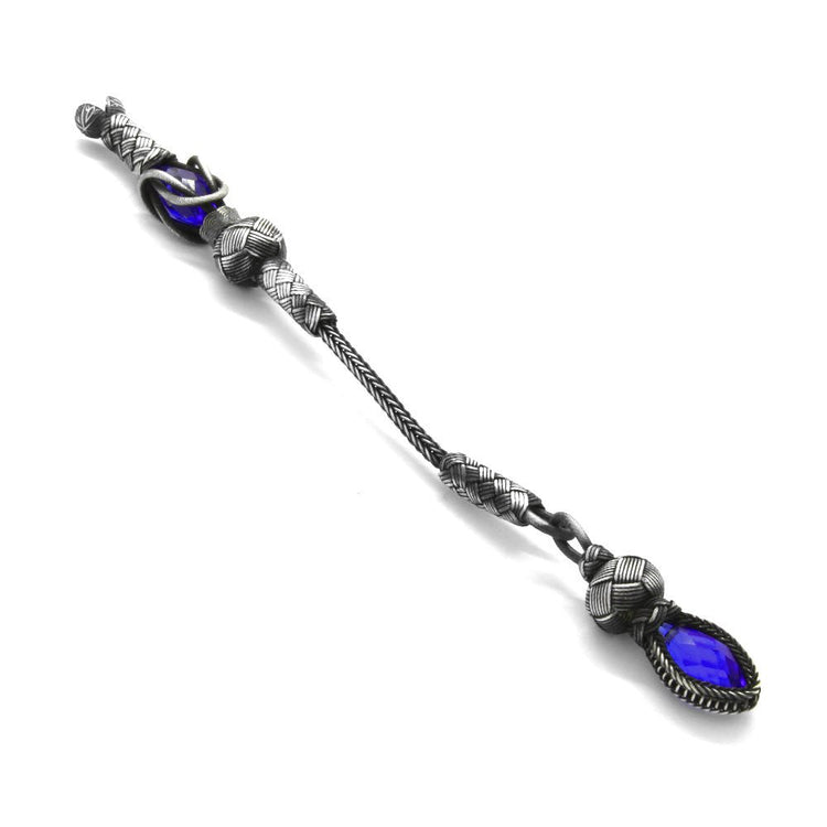 1000 Sterling Silver Kazaz Tassel with Blue Zircon Stone - EFENDINA PAZAR - Tesbihane - 117000159