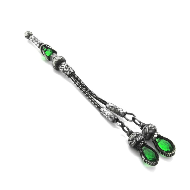 1000 Sterling Silver Kazaz Tassel with Green Zircon Stone - EFENDINA PAZAR - Tesbihane - 117000153