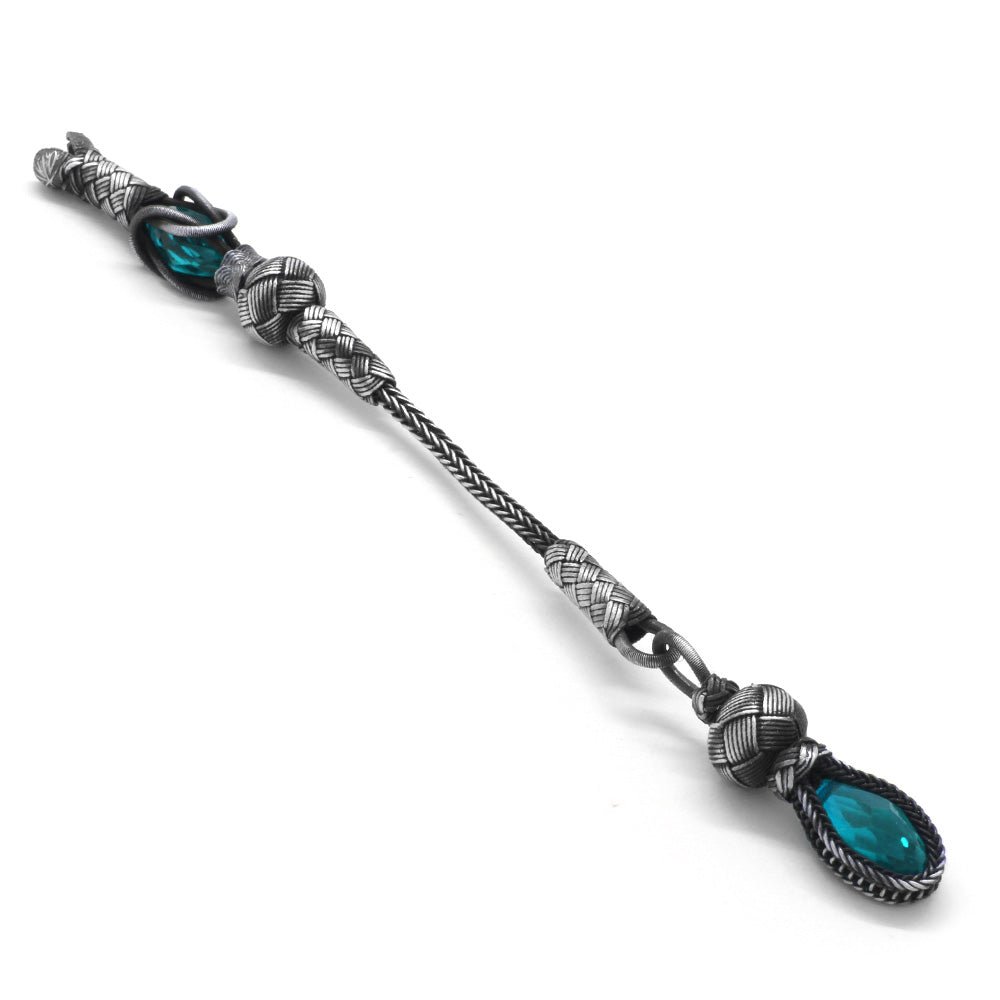 1000 Sterling Silver Kazaz Tassel with Turquoise Zircon Stone - EFENDINA PAZAR - Tesbihane - 117000189