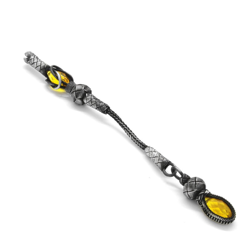 1000 Sterling Silver Kazaz Tassel with Yellow Rosary - EFENDINA PAZAR - Tesbihane - 117000182