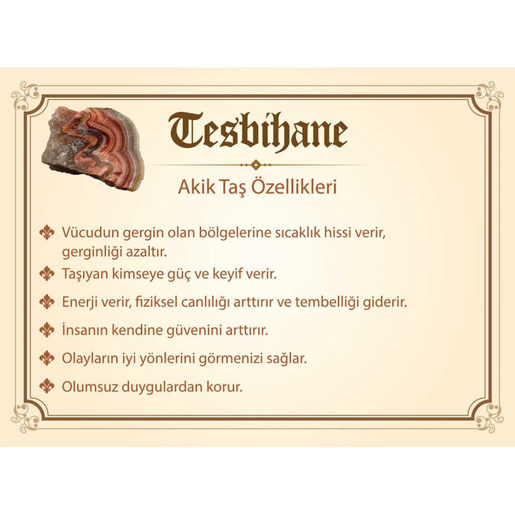 1000 Sterling Silver Kazaz Tasseled Agate Efe Stone Rosary - EFENDINA PAZAR - Tesbihane - 101001739