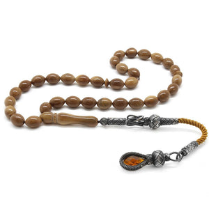 1000 Sterling Silver Kazaz Tasseled Light Color Barley Cut Kuka Prayer Beads - EFENDINA PAZAR - Tesbihane - 101002089