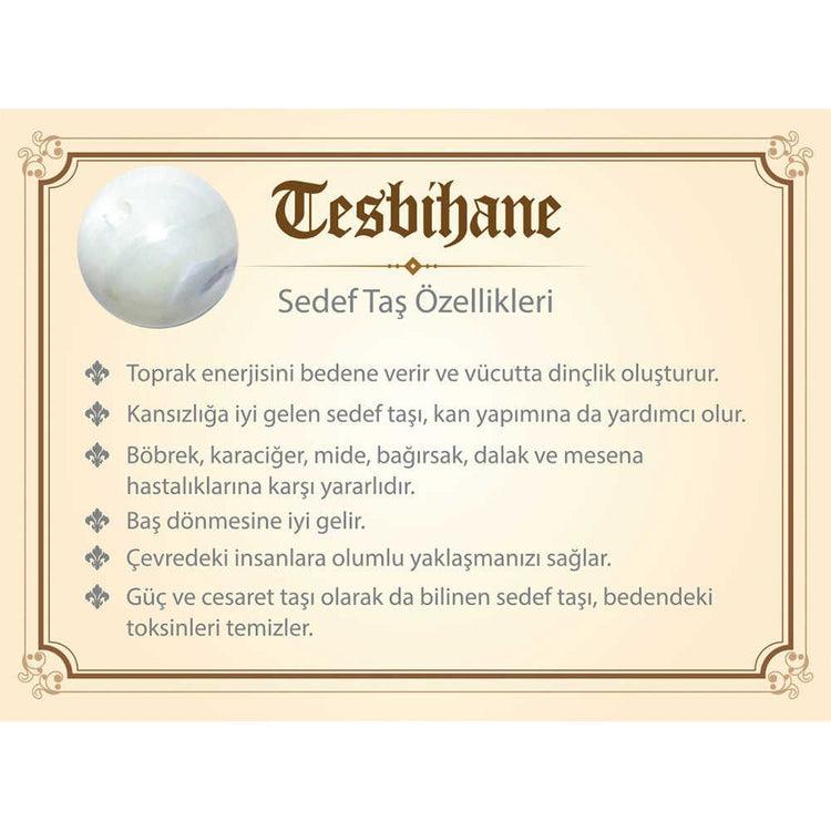 1000 Sterling Silver Kazaz Tasseled Sphere Cut Red Mother of Pearl Natural Stone Prayer Beads - EFENDINA PAZAR - Tesbihane - 101001933