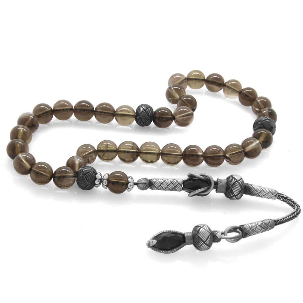 1000 Sterling Silver Quartz Stone Rosary with Kazaz Tassels - EFENDINA PAZAR - Tesbihane - 101001039