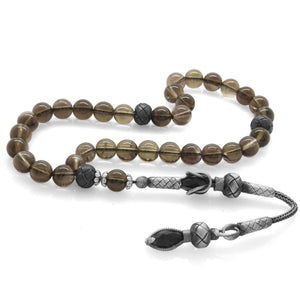 1000 Sterling Silver Quartz Stone Rosary with Kazaz Tassels - EFENDINA PAZAR - Tesbihane - 101001039