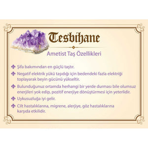 1000 Sterling Silver Sphere Cut Amethyst Natural Stone Prayer Beads with Kazaz Tassels - EFENDINA PAZAR - Tesbihane - 101001945