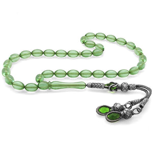 1000 Sterling Silver Water Green Fire Amber Rosary - EFENDINA PAZAR - Tesbihane - 101003831
