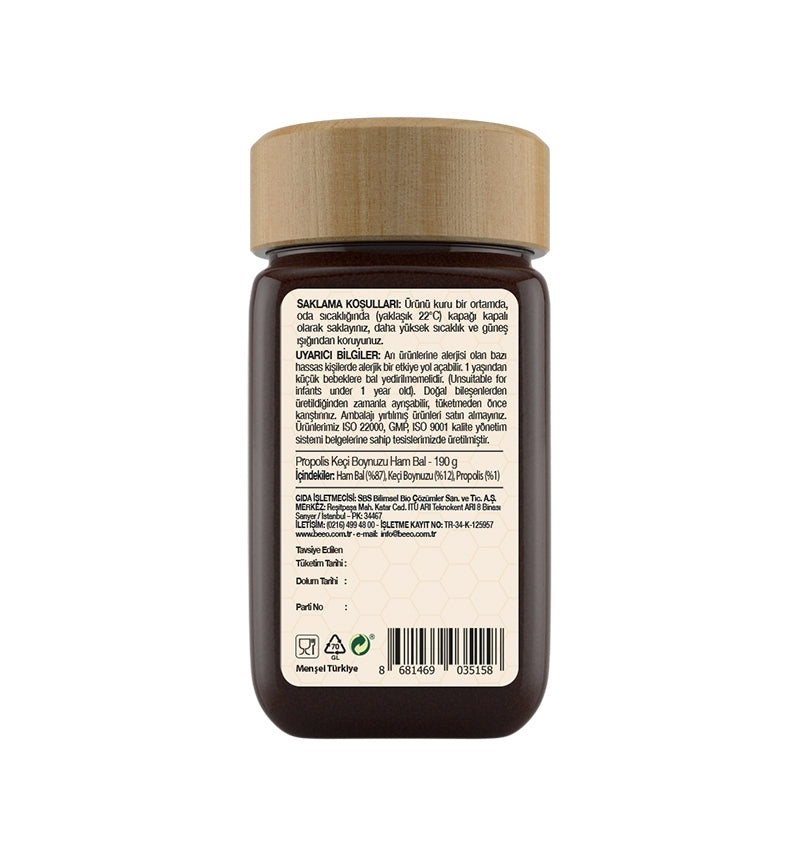 Beeo Carob Raw Honey Propolis Paste 190 g