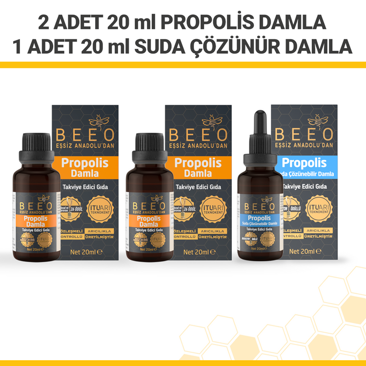 Beeo 2 Pieces 20 ml Propolis Drops 1 Piece 20 ml Water Soluble Drops