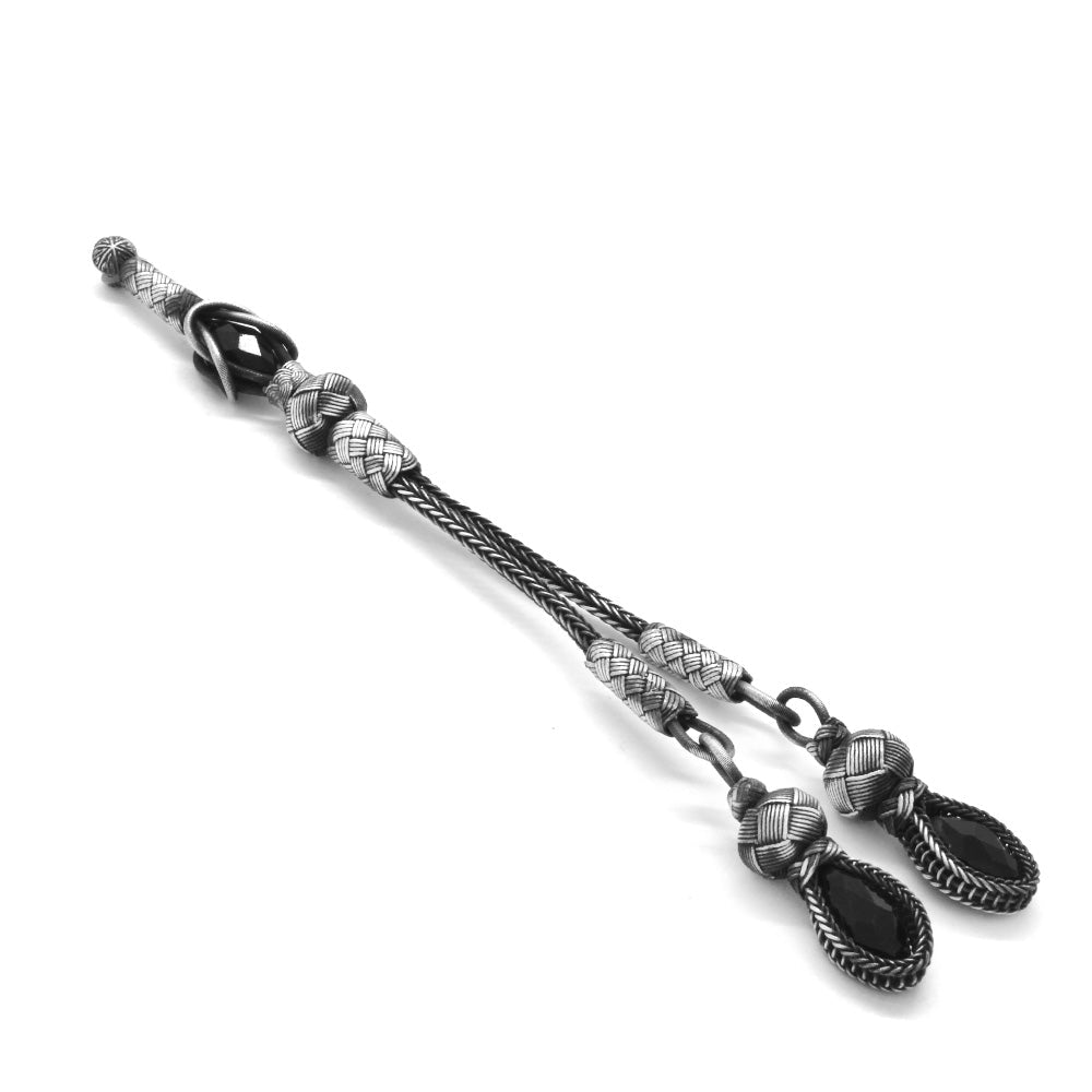 2 - Piece 1000 Sterling Silver Kazaz Tassel Black Rosary - EFENDINA PAZAR - Tesbihane - 117000180